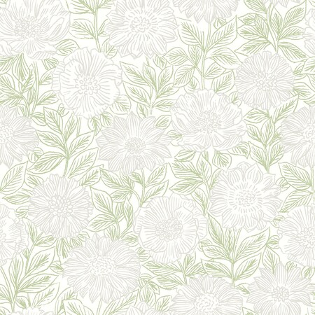 Manhattan Comfort Grasse Faustin Green Floral 33 ft L X 205 in W Wallpaper BR4072-70044